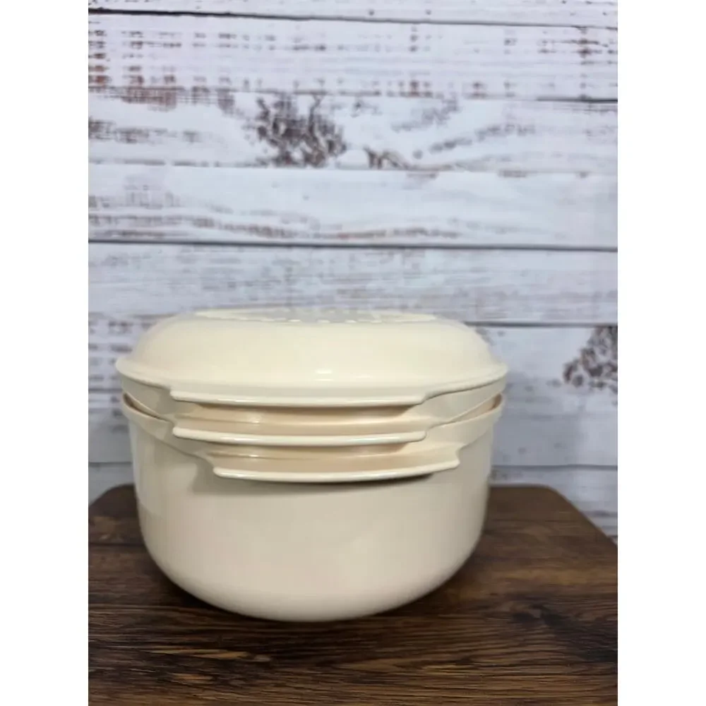 VTG Tupperware Almond Stack Cooker Microwave Tupperware Casserole 4 Piece